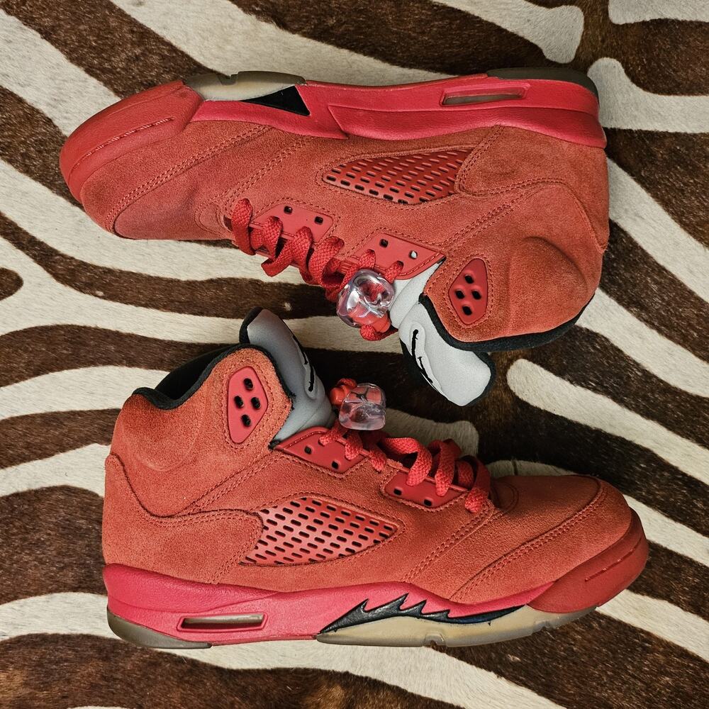 Nike Air Jordan 5 Retro Red Suede 2017 Youth Size 7Y - Picture 3 of 8